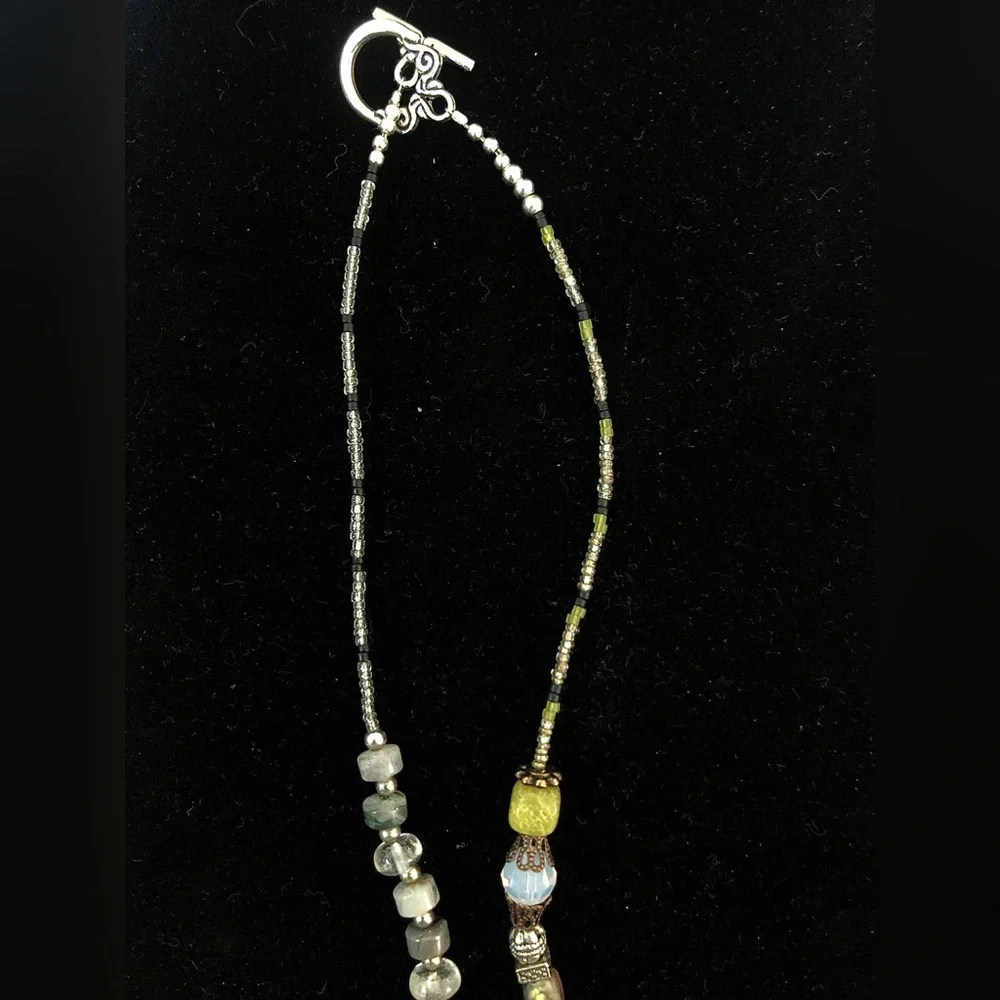 Hand Crafted Mulit-Stone Necklace With a Teardrop Shaped Picasso Stone Pendant